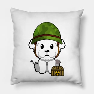 Funny Furry dog is a soldier Pillow