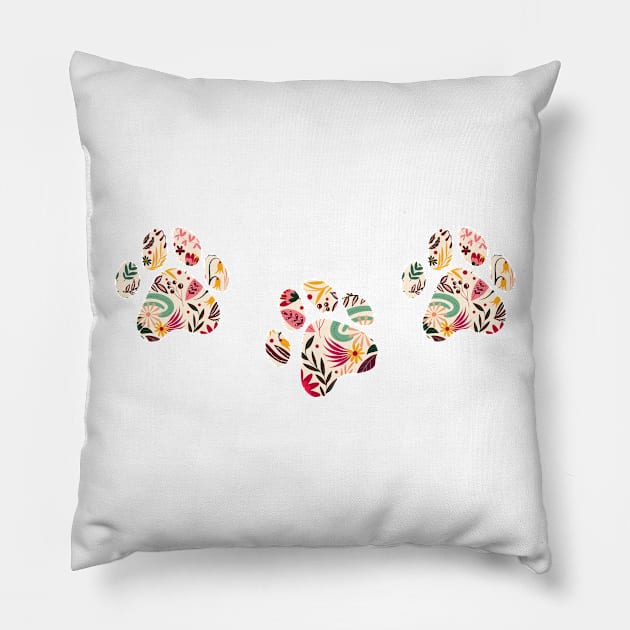 funny dogs feet with Plants illustration, a cute dog & flowers Pillow by MdArt43