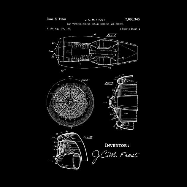 Gas Turbine Engine 1954 Patent / Gas engine Patent illustration / engineering gift idea by Anodyle