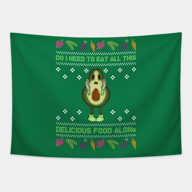 Vegan Ugly Christmas Sweater Tapestry by MisconceivedFantasy