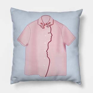 Fashion illustration of a pink polo collared short sleeve t-shirt Pillow