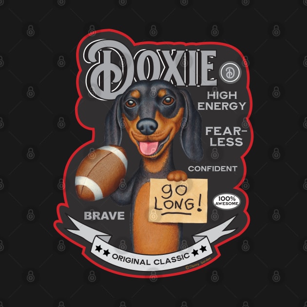 Cute Funny Doxie Dachshund Holding Dog Football by Danny Gordon Art