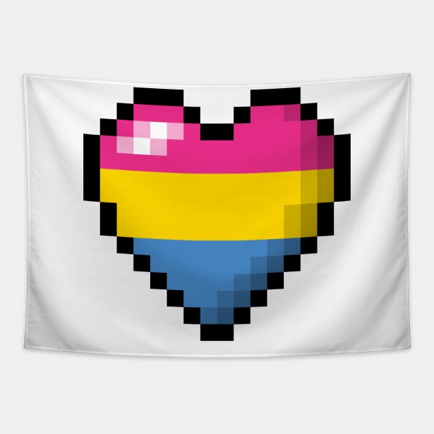 Large Pixel Heart Design in Pansexual Pride Flag Colors Tapestry by LiveLoudGraphics