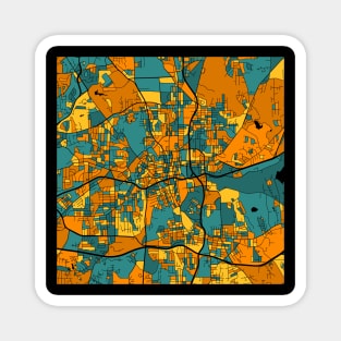 Winston-Salem Map Pattern in Orange & Teal Magnet