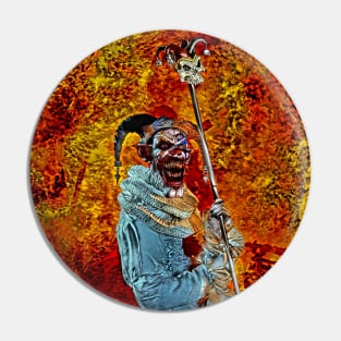 Medieval jester on fire Pin