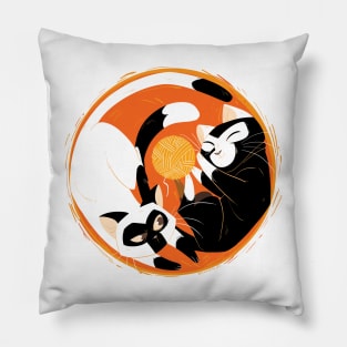 Yin Yang Cats Pillow