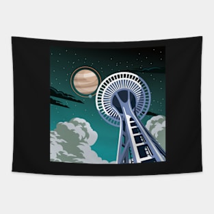 Space Elevator Illustration Tapestry