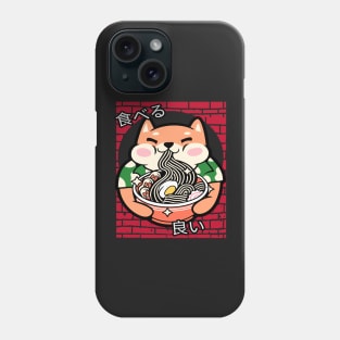 Cute Japanese Corgi in Shirt Eating Ramen Phone Case