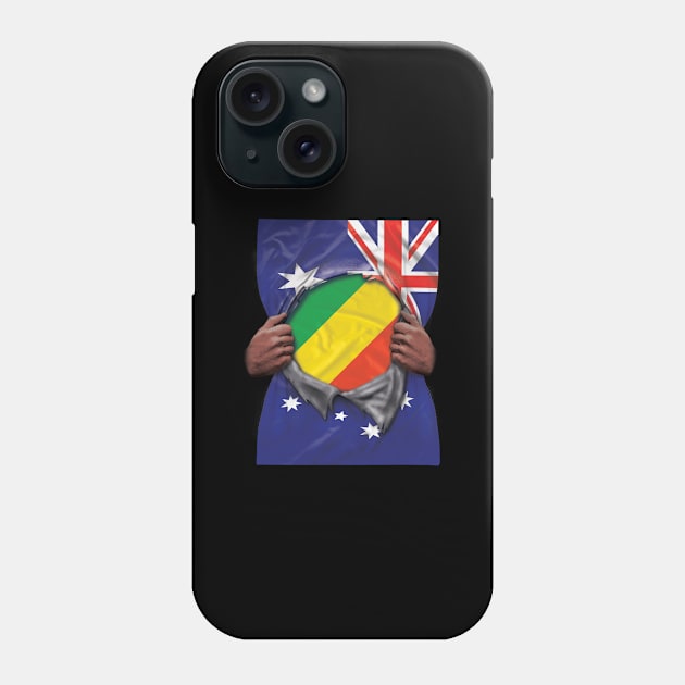 Republic Of The Congo Flag Australian Flag Ripped - Gift for Congon From Republic Of The Congo Phone Case by Country Flags