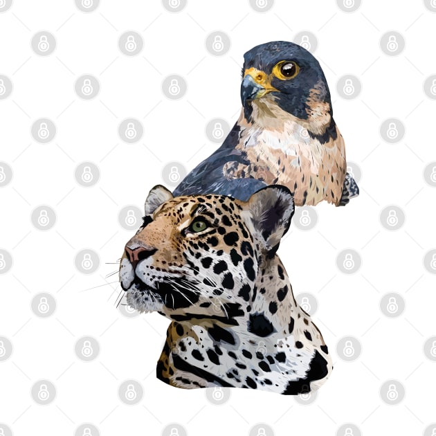 Peregrine Falcon and Jaguar by obscurite