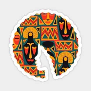 Afro Hair Woman with African Pattern, Black History Magnet