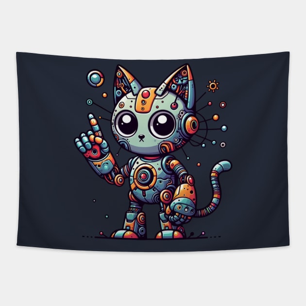 robot cat Tapestry by EKLZR