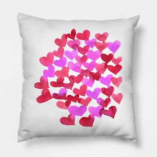 Watercolor melting hearts - pink and red Pillow