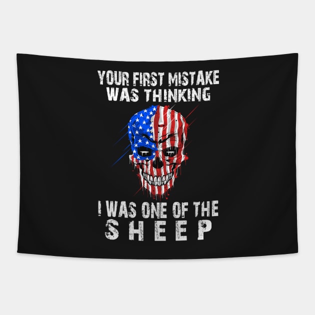 Your first mistake was thinking I was no the sheep Tapestry by TEEPHILIC