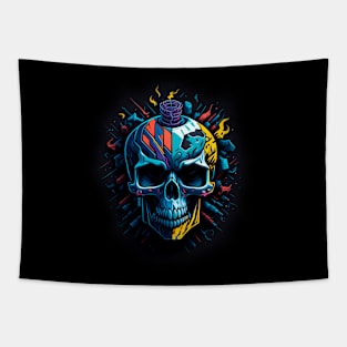 Colorful Skull - Digital Art Tapestry