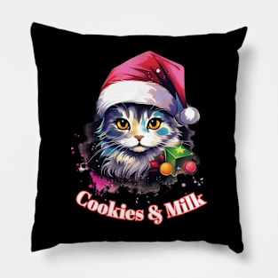 Cookies & Milk - Christmas Cat - Winter Holiday Pillow