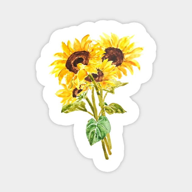 yellow sunflower bouquet flowers bouquet watercolor  2020 Magnet by colorandcolor