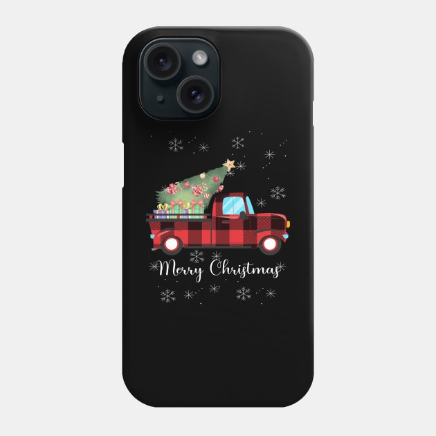 Merry Christmas Buffalo Truck Tree Red Plaid For Men Wo Red men Phone Case by Johner_Clerk_Design