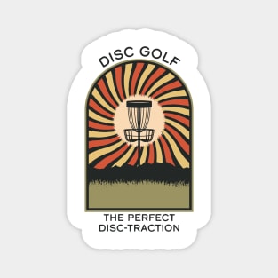 Disc Golf The Perfect Disc-traction | Disc Golf Vintage Retro Arch Mountains Magnet