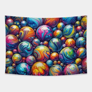 Psychedelic looking abstract illustration of balls Tapestry