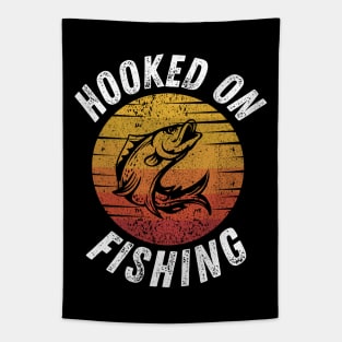 Hooked On Fishing Vintage Distressed Tapestry