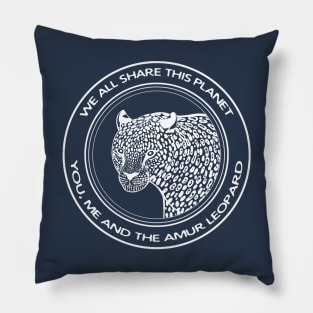 Amur Leopard - We All Share This Planet - dark colors Pillow