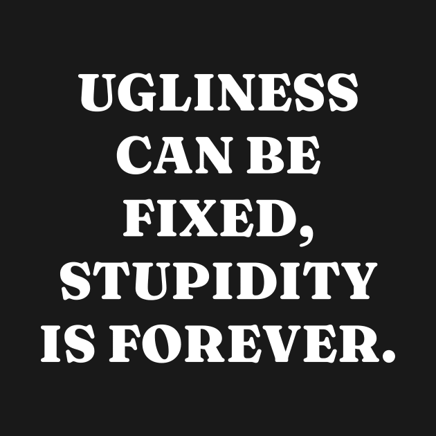 Ugliness can be fixed, stupidity is forever by Word and Saying