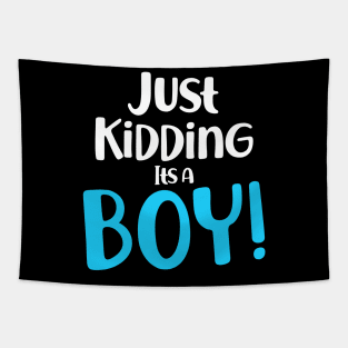 Just Kidding it's a Boy - Funny Gender Reveal Shirts Tapestry