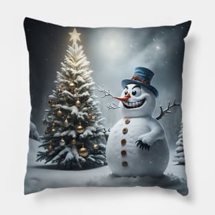 Scary smiling snowman Pillow