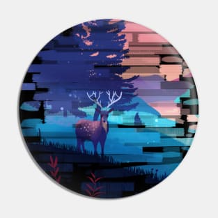 Twilight Stag in a Forest Pin