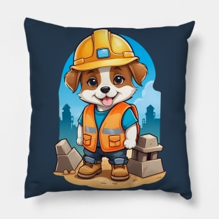 Cute Construction Dog Pillow