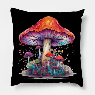 Psychedelic Shroom Mushroom Art Pillow