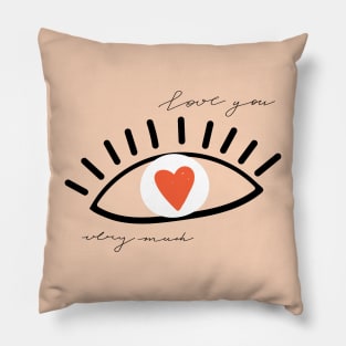 Pattern of eyes in love with heart and lettering. Valentine's day. Pillow