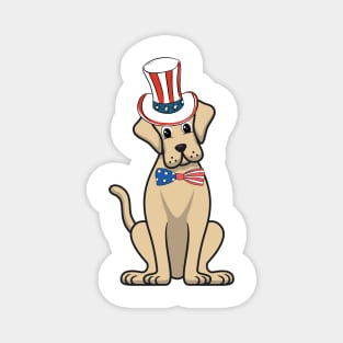 Funny big dog is wearing uncle sam hat Magnet