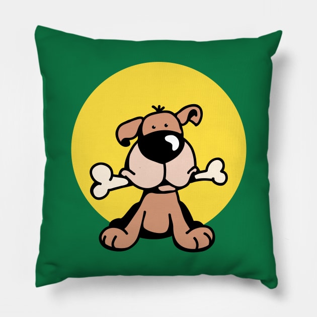Cute Dog with Bone Pillow by schlag.art