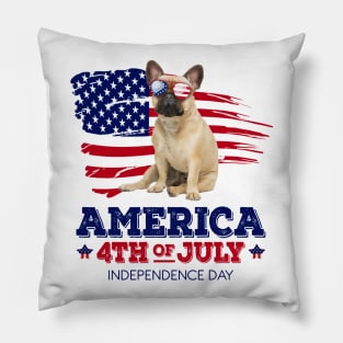 French Bulldog Flag USA - America 4th Of July Independence Day Pillow