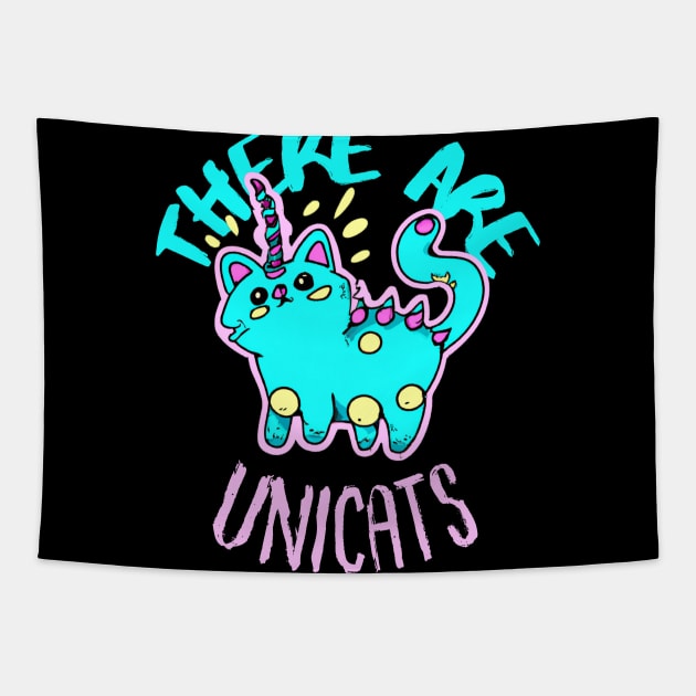 Cute Crazy Psycedelic Unicorn Cat Chimaera Artwork Tapestry by maxdax