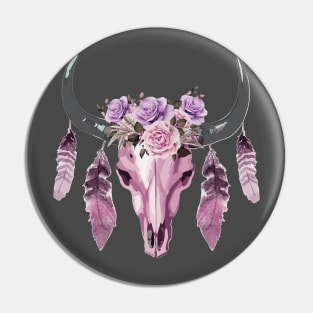 skull cow boho style Cyclamen Pin