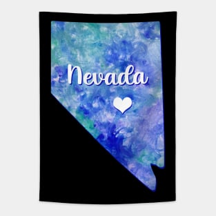 Nevada state map USA heart watercolor blue watercolour Tapestry