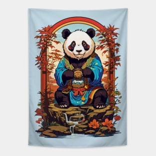 Panda Bear Sensei retro vintage design Tapestry