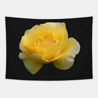 Pretty Yellow Rose with Raindrops Tapestry