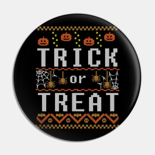 Trick or Treat Happy Halloween Pumpkin Face Skull Witch Bat Spooky Pin