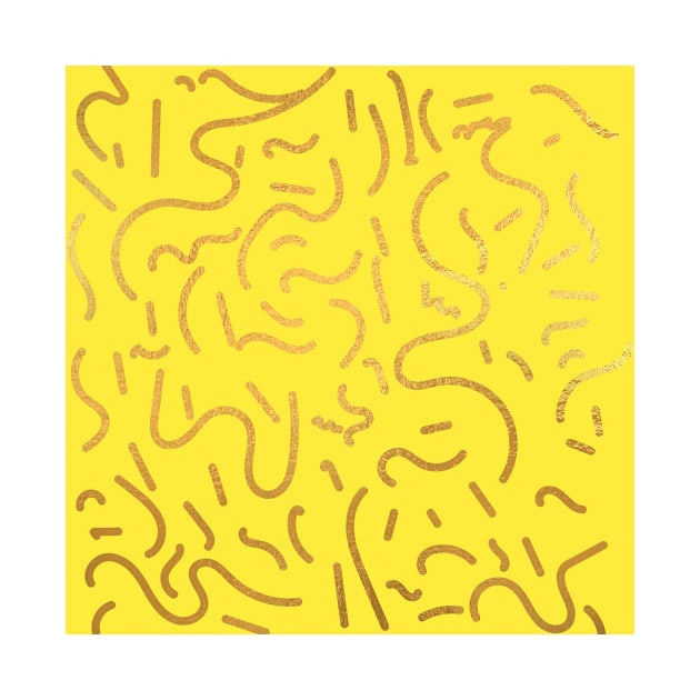 Yellow Gold colored abstract lines pattern by jodotodesign