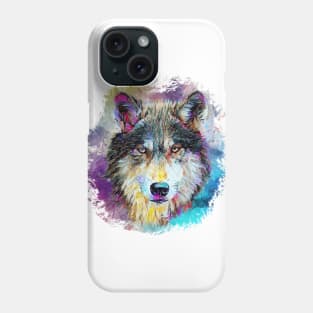 Wolf face colorful oil painting effect design Phone Case