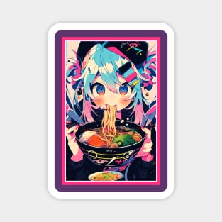 Cute Anime Girl |  Ramen Noodles | Hentaii Chibi Kawaii Design Magnet