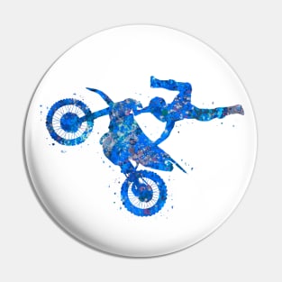 Motocross freestyle blue art Pin