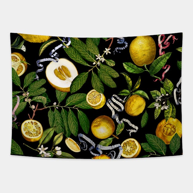 Lemon Tree (black) Tapestry by Fifikoussout