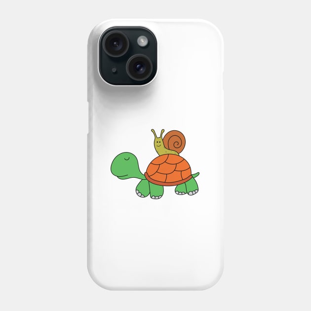 cute snail riding a tortoise Phone Case by wordspotrayal