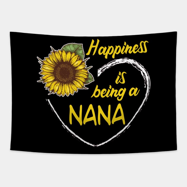 Happiness Is Being A Nana Sunflower Heart Tapestry by mazurprop