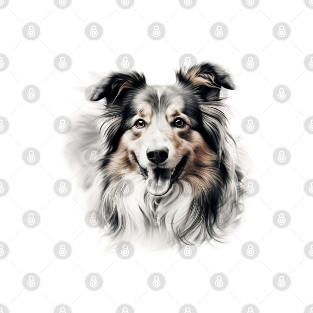 Tri color Sheltie Watercolor Portrait by Danielleroyer